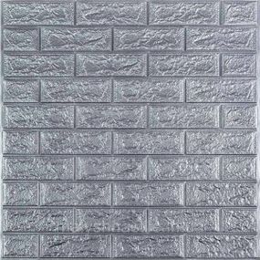3D панель самоклеющаяся кирпич Серебро 700х770х3мм (017-3) SW-00000230
