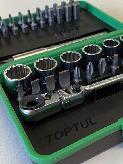 Набір біт і головок з тріскачкою TOPTUL 1/4" 41ед. (12-гр.) GADW4502 | Зображення 6