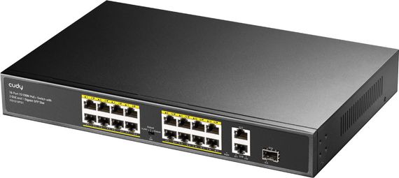 Комутатор Cudy FS1018PS1, 16 порт 10/100M PoE+ Switch with 2 Gigabit Uplink and 1 SFP Port  200W | Зображення 3