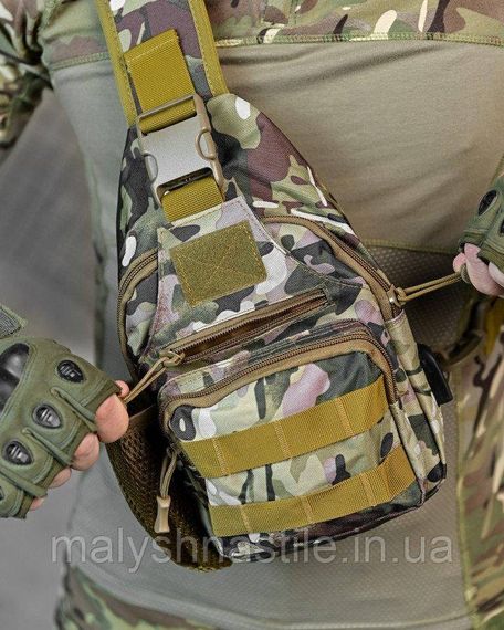 Армейская нагрудная сумка рюкзак с USB портом Защитник  мультикам ДЛ7538 | Зображення 2