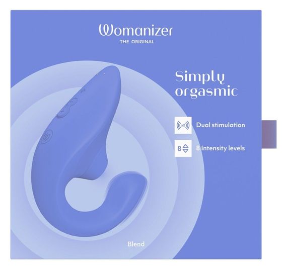 Вагінально-кліторальний стимулятор Womanizer Blend Vibrant Blue, вібрація + вакуум, 2 мотори | Зображення 6