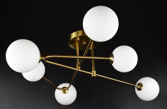 Люстра стельова на 6 лампочок 26791 Латунь 25х80х80 см. | Зображення 3