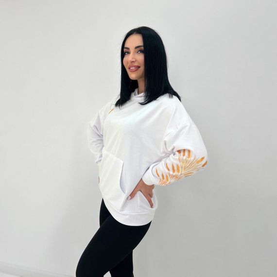 Женское весеннее худи с принтом колоски GF4195 цвет белый, размер 42/44 | Зображення 6