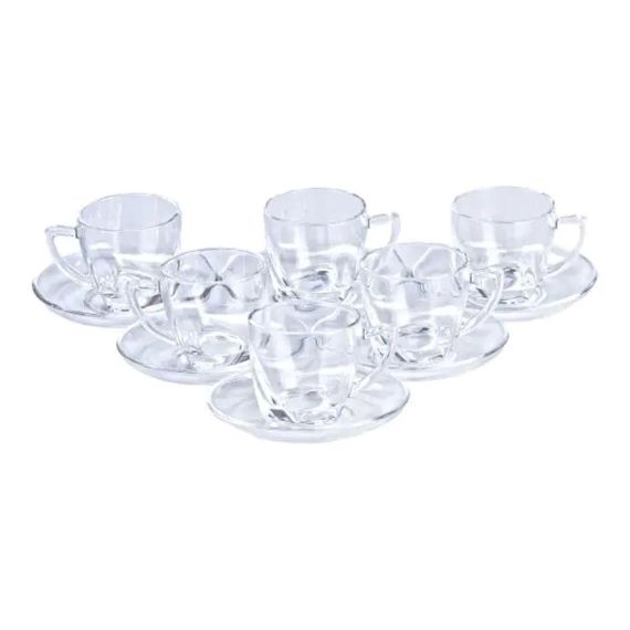 Набір чашок із блюдцями прозорі 6 штук по 200 мл прозорий HP572