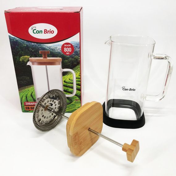 Френч-пресс Con Brio CB-6680W 800 мл, Френч-пресс с ручкой, Френч-пресс для кофе, Френч-пресс для чая | Зображення 6