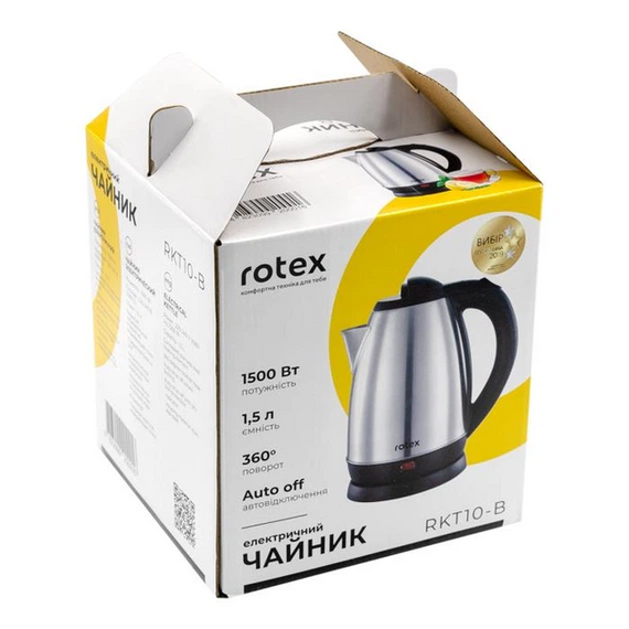 Электрочайник ROTEX RKT10-B 1,5 л дисковый чайник из нержавеющей стали для быстрого кипячения воды 1500 Вт Серый | Зображення 2