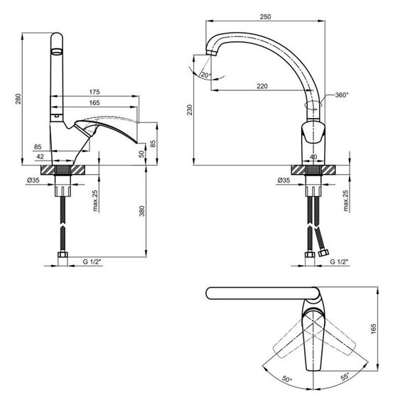 Смеситель для кухни Lidz Mars 007F (k40) LDMAR007FCRM34857 Chrome | Зображення 1