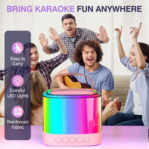 Портативна Bluetooth-колонка T7 з LED підсвічуванням / Караоке-колонка для дітей та дорослих 2 мікрофони | Зображення 1