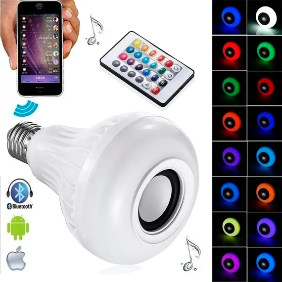 Світлодіодна лампа з Bluetooth колонкою Bulb 12Вт в патрон Е27, RGB світильник з динаміком та пультом PRP | Зображення 2