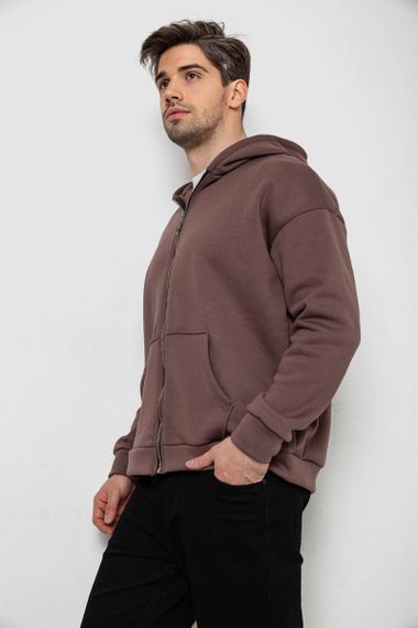 Кофта чоловіча на флісі з капюшоном, колір мокко, 238R58698 | Зображення 2