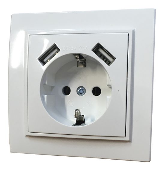 Розетка внутрішній установки 1-а з/к з 2 USB 2.1A біла IP20 Malta Ny95000972