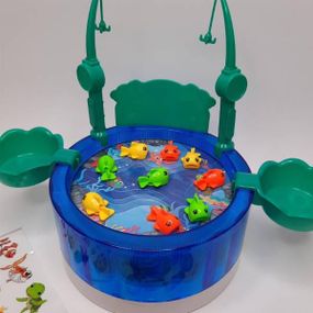 Гра дитяча Рибалка магнітна зі звуком та підсвічуванням Rotating Fishing Plate Блакитна
