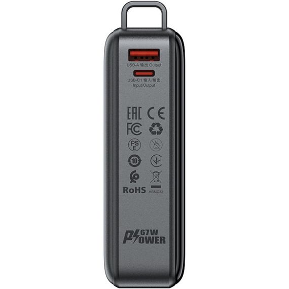 УМБ Acefast 20000mAh 67W PD3.0 20В/3.35A Type-C, USB-A, with cable, Li-ion M4 Black | Зображення 5