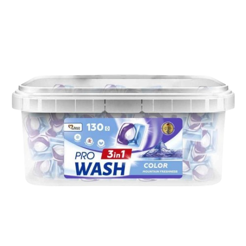 Капсули для прання 130шт (контейнер з ручкою) Гірська свіжість ProWash 2К