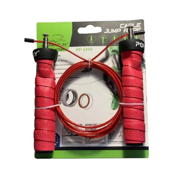 Скакалка швидкісна на підшипниках PowerPlay 4208 Fitness Jump Rope Червона 3 м (PP_4208_Red) | Зображення 1