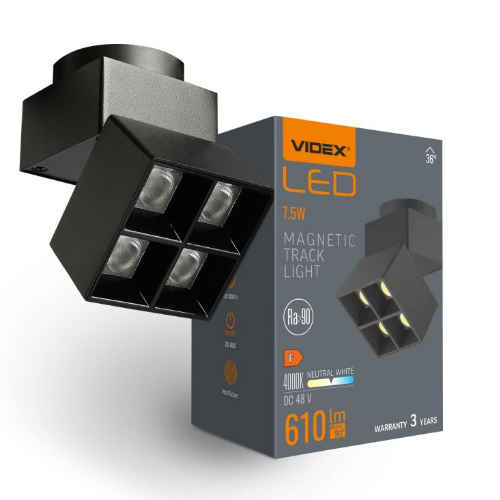 LED Світильник магнітний трековий 7,5W 4000К 48V чорний VL-TRMS-LE24B Videx | Зображення 4