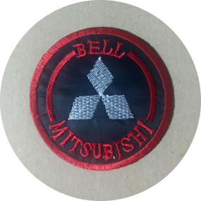 Нашивка на одежду (термо) Mitsubishi Bell 70 мм Червоний