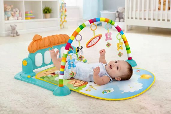 Детский развивающий игровой коврик Piano Fitness Rack X-646 с музыкальным пианино и подвесными игрушками | Зображення 3