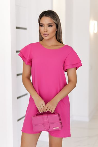 Женское короткое летнее платье софт с коротким рукавом крылышко GF7967 цвет розовый размер 50/52 | Зображення 3