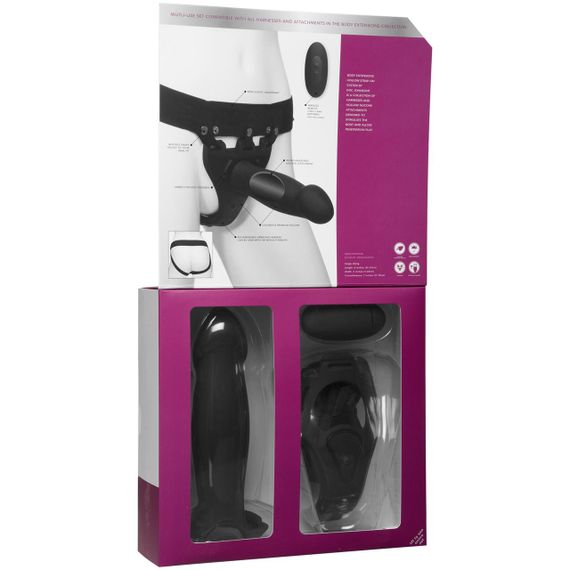 Страпон унісекс Doc Johnson Body Extensions – Be Risque, вібрація, пульт керування, порожня насадка sexstyle | Зображення 16