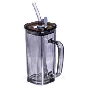Кружка скляна з кришкою та трубочкою 280 (мл) чашка з трубочкою та кришкою на подарунок HP-19-52