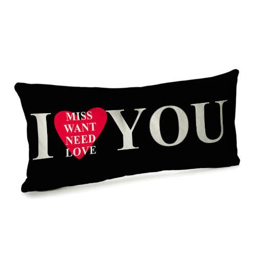 Подушка для дивана бархатная I miss want need love you 50x24 см (52BP_24L002)