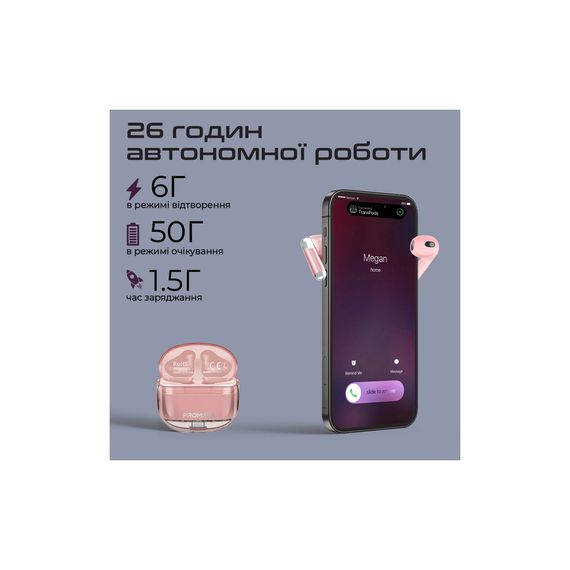 Навушники Promate TransPods Pink (transpods.pink) | Зображення 4