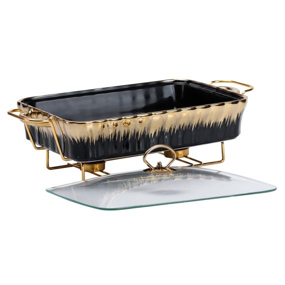 Марміт порцелянаовий прямокутний на 2 літри 40*23*11 см чорний HP1048 | Зображення 2