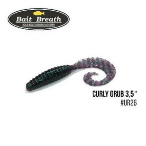 Силіконова приманка, Їстівний силікон Bait Breath Curly Grub 3,5" (10шт) (Ur26 Junberg/green*seed)