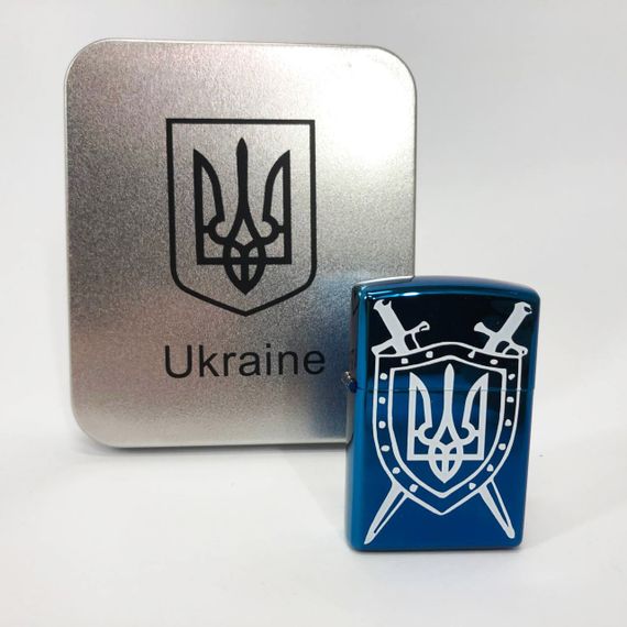 Дугова електроімпульсна запальничка USB Україна (металева коробка) HL-446. CP-122 Колір: синій | Зображення 6