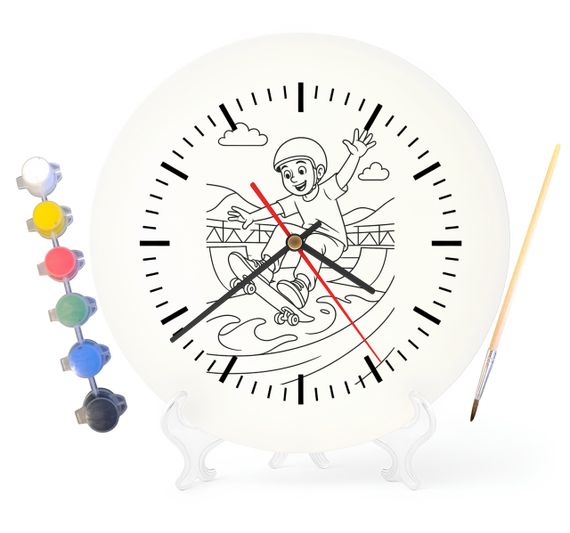Детский набор для творчества часы раскраска Скейтер 30 см (Г0044)