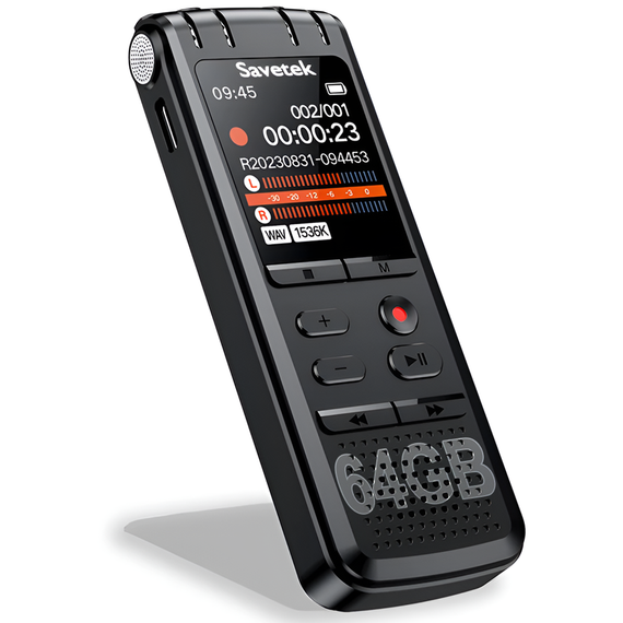 Профессиональный цифровой диктофон стерео Savetek GS-R58 с шумоподавлением и голосовой активацией, 64 GB