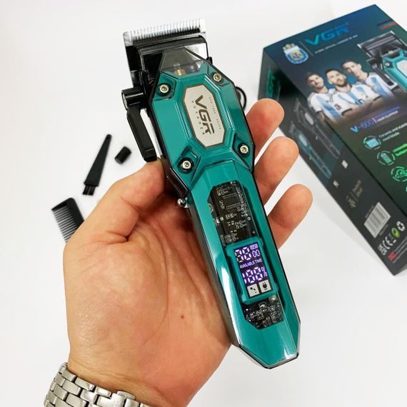 Акумуляторна машинка для стрижки VGR V-600. Колір: зелений | Зображення 7