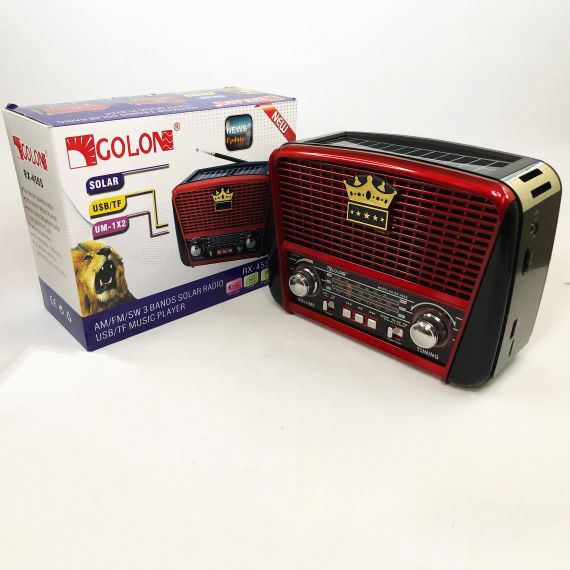 Радиоприёмник Golon RX-455S USB / аккумулятор солнечная панель. Красный с черным | Зображення 9