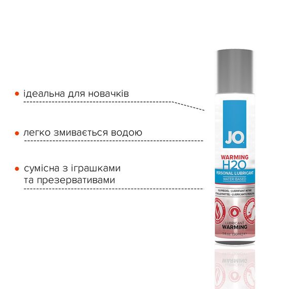 Зігрівальна змазка на водній основі JO H2O WARMING (30 мл) з екстрактом перцевої м’яти | Зображення 2