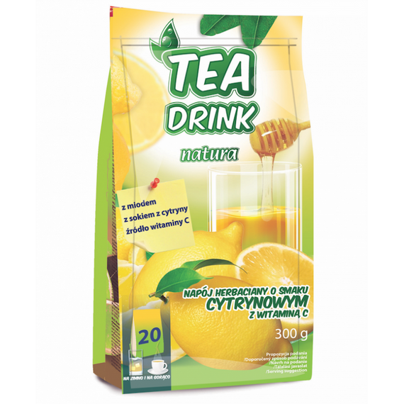 Чай гранульований з ароматом лимона, розчинний чай Tea Drink 300 г, Польща, з вітаміном С