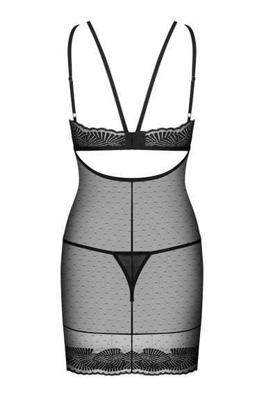 Сорочка с кружевом Obsessive Allastia chemise Черный S/M | Зображення 3