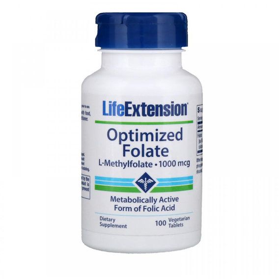 Фолієва кислота Life Extension Optimized Folate 1000 mcg 100 Veg Tabs