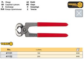 Клещи строительные Польша профи l=200 мм VOREL-41152