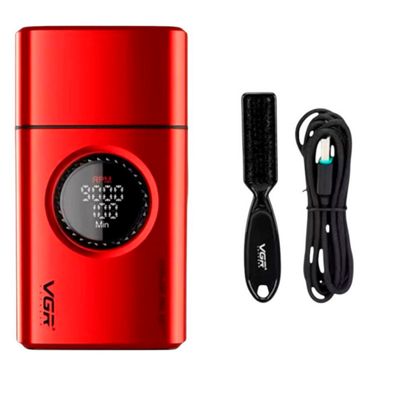 Электробритва VGR V-378 RED шейвер, двойное лезвие, триммер, регулировка мощности, LED дисплей | Зображення 3