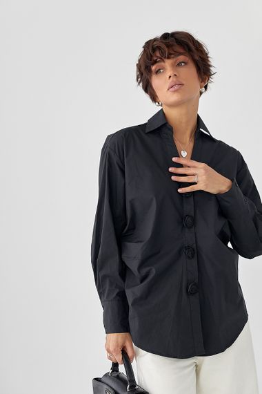 Класична сорочка з трояндами на ґудзиках - чорний цвет, ONE SIZE (є розміри) | Зображення 4