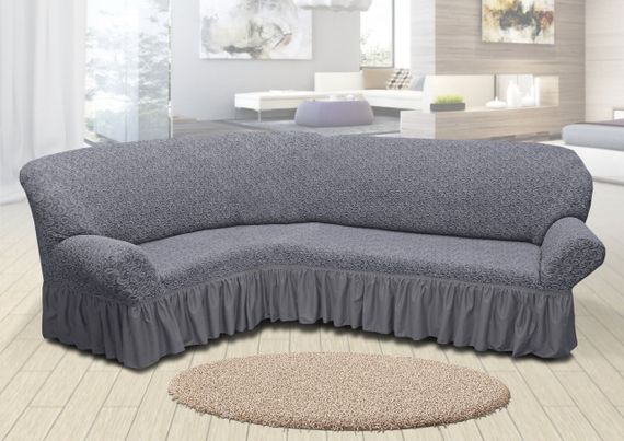 Жакардовий чохол на кутовий диван зі спідницею