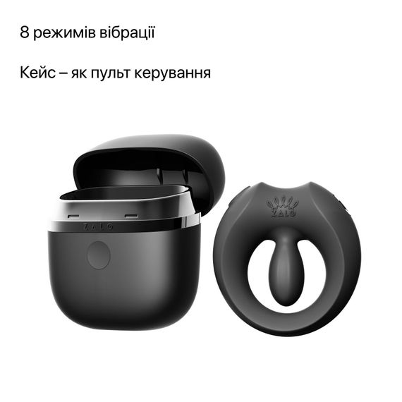 Ерекційне смарт-віброкільце Zalo Apis Obsidian Black, до 4 годин роботи, зарядний кейс | Зображення 4