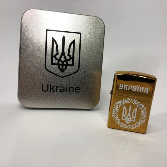Дугова електроімпульсна запальничка USB Україна (металева коробка) HL-447. IH-725 Колір: золотий | Зображення 1