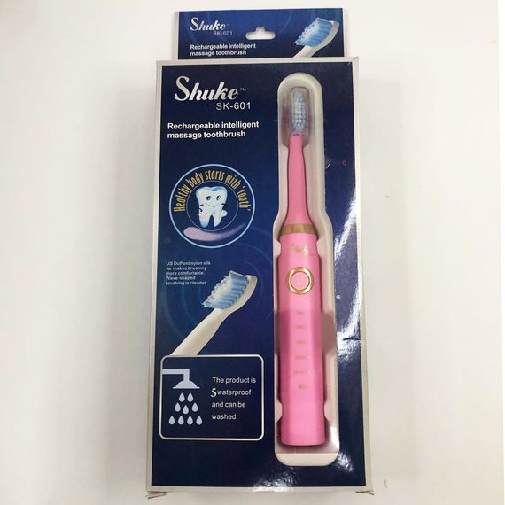 Електрична щітка Shuke SK-601 акумуляторна. Ультразвукова щітка для зубів + 3 насадки. DI-674 Колір: рожевий | Зображення 8