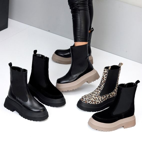 Ефектні шкіряні черевики челсі на потовщеній підошві сезон зима | Зображення 9