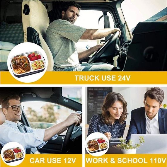 Электрический ланч-бокс 1,5 л 220V/12V • Ланч-бокс с подогревом 1,5 л и съемной нержавеющей чашей на 3 отсека | Зображення 5