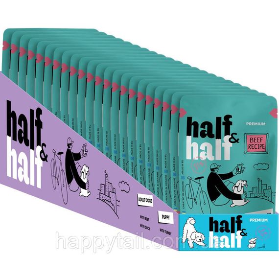 Влажный корм Half&Half Beef для собак кусочки говядины в соусе полнорационный пауч 100 г | Зображення 2