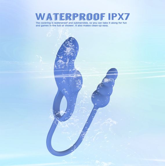 Ерекційне кільце з анальним плагом Chisa Kissen Dally вібруюче, синє sexstyle | Зображення 7