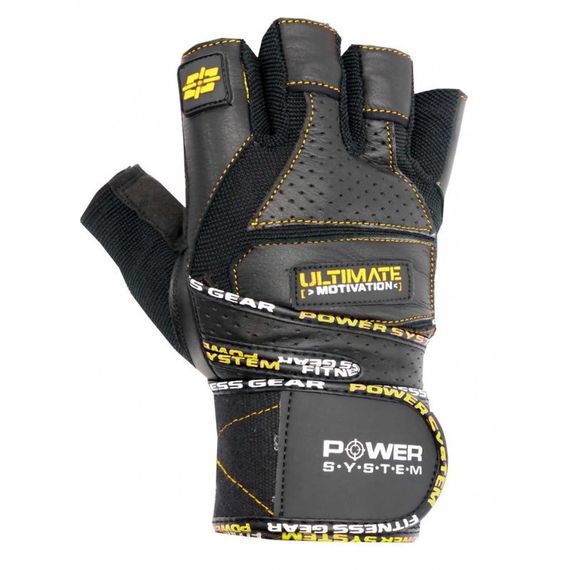 Рукавички для фітнесу Power System PS-2810 Ultimate Motivation Black/Yellow Line L | Зображення 1